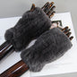 New Arrival Women Knit Fur Mitten Girls 100% Real Genuine Knitted Rex Rabbit Fur Mittens Winter Warm Real Fur Fingerless Gloves