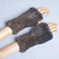 New Women 100% Real Genuine Knitted Mink Fur Mittens Winter Warm Lady Real Fur Fingerless Gloves Handmade Knit Mink Fur Mitten