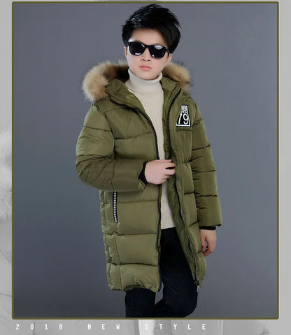 Winter Thicken Windproof Warm Kids Coat Waterproof Children Outerwear Cotton Filler Heavyweight Boys Jackets for 4-14 Years Old