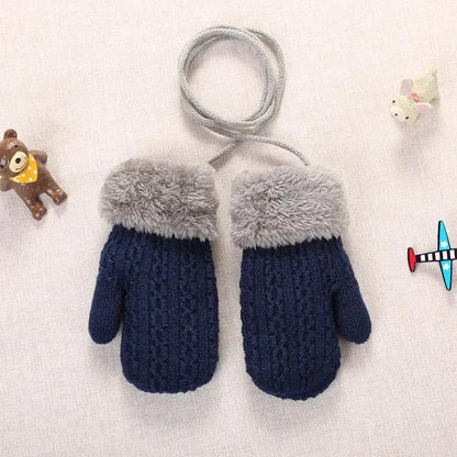 0-4y Baby Winter Gloves Warm Knitted Cute Thick Knit Mittens Patchwork Outdoor Mittens Wool for Toddler Infant Newborn Girls Boy