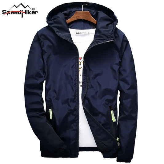 Spring Autumn Young Men Windbreaker Hooded