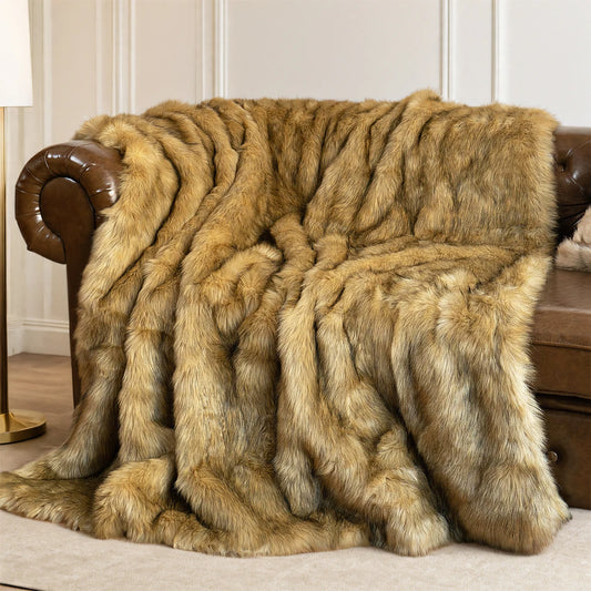 Battilo Faux Fur Throw Blanket Luxury Decorative