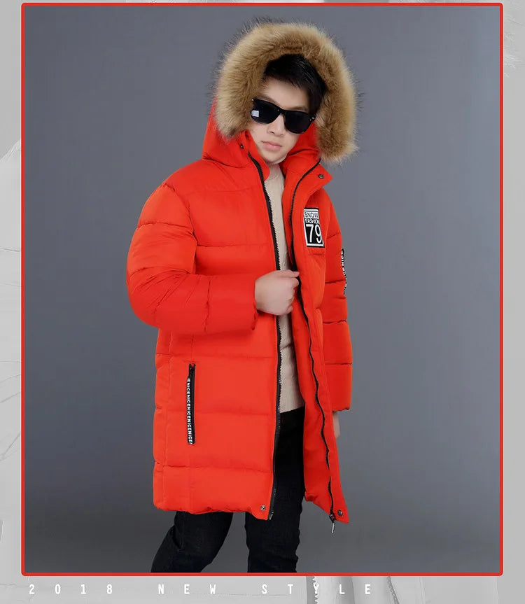 Winter Thicken Windproof Warm Kids Coat Waterproof Children Outerwear Cotton Filler Heavyweight Boys Jackets for 4-14 Years Old