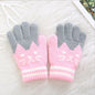 Children Girl Kid Magic Cartoon Cat Splice Gloves Mittens Stretchy Knitted Winter Warm New