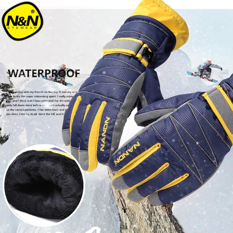 NANDN Winter Warm Mountain Snowboard Ski Gloves Men Women Cold Snow Skiing Mittens Waterproof Snowmobile Handschoemen Air+ 5002