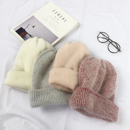 Autumn Winter Rabbit Hair Winter Skullies Hat Fashion Warm Beanies