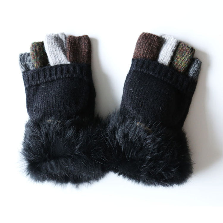 Phone Touch Screen Cheap Wool Half Finger Fingerless Work Mitten Winter Fur Knit Mitten