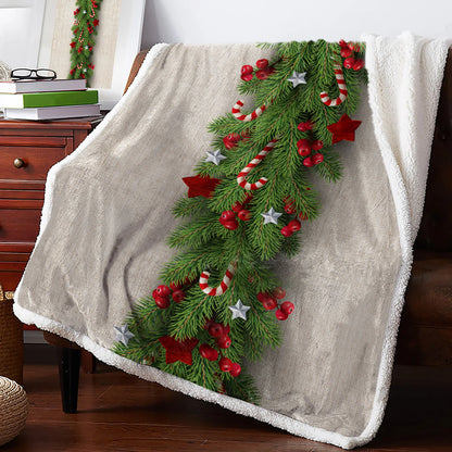 Christmas Holly Berries Red Plaid Cashmere Blanket Winter