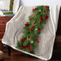 Christmas Holly Berries Red Plaid Cashmere Blanket Winter