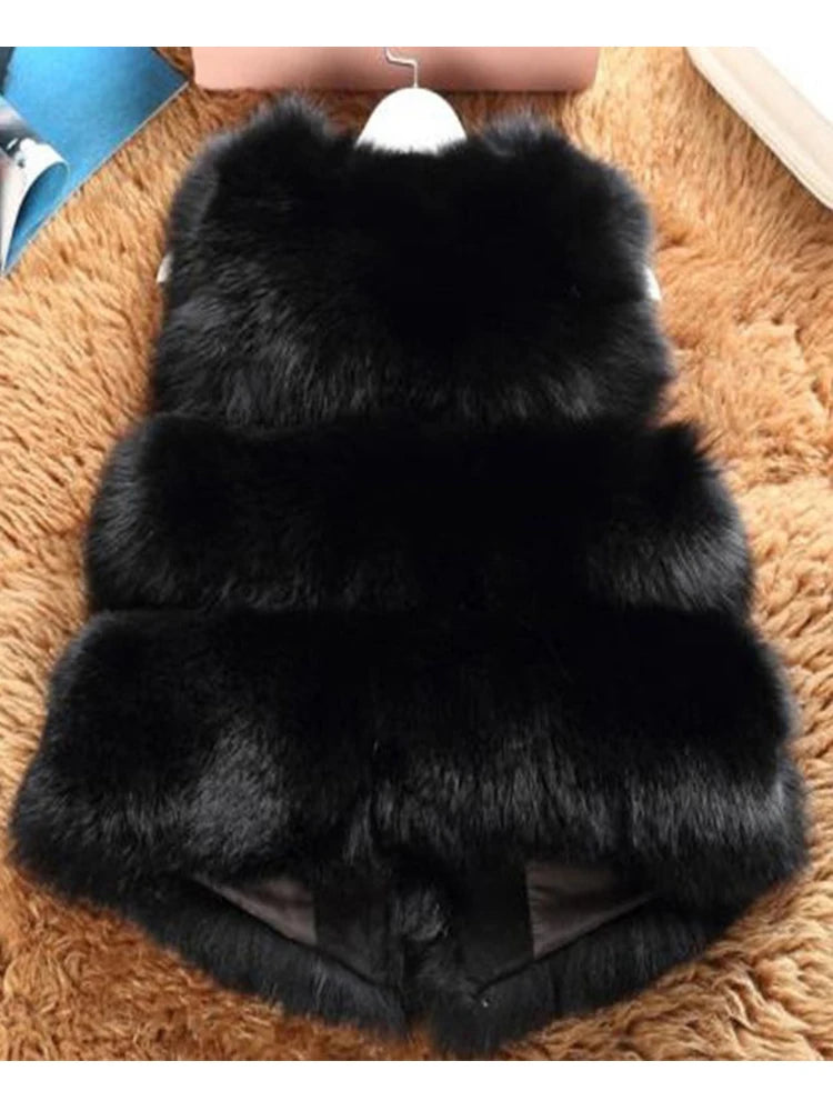 3XL Autumn Winter Thick Warm Faux Fox Fur Vest